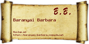 Baranyai Barbara névjegykártya